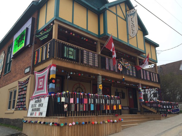 Village Playhouse Yarn Bombed