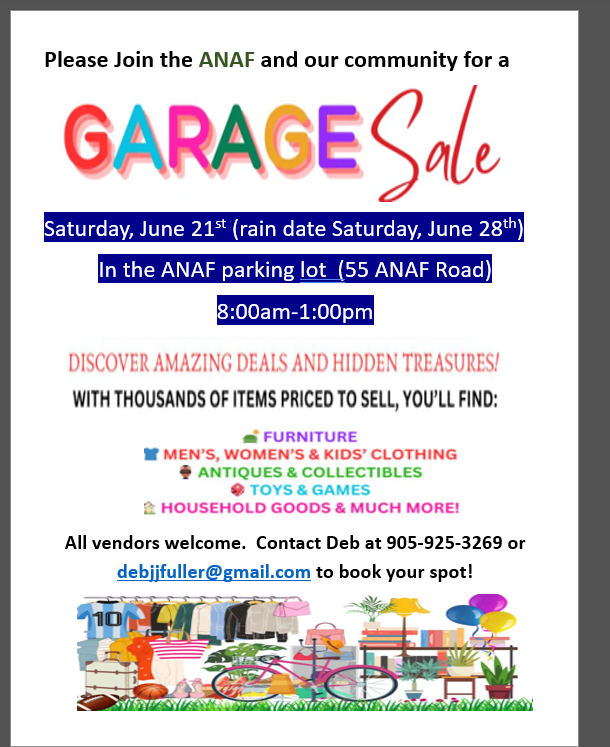 ANAF and Community Garage Sale ANAF and Community Garage Sale