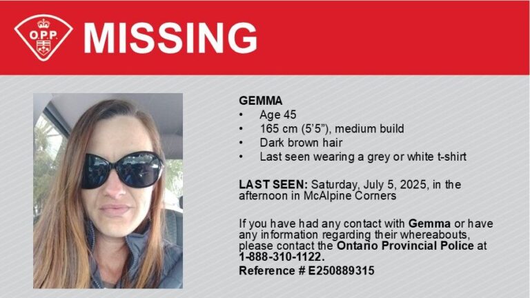 OPP search for woman last seen in McAlpine Corners